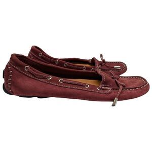 Women's Mercanti Fiorentini Driving Suade Moccasins Shoes Size 6 Burgundy